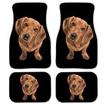 WELLFLYHOM Dachshund Animal Print Auto Carpet Floor Mats Set - 4 Piece Heavy Duty Interior Rug Universal Fit Front & Rear Carpet Floor Mats for Cars, SUVs, Black