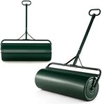 Goplus Lawn Roller, Push/Tow-Behind Lawn Roller, 17 Gallon/63L Water/Sand-Filled Sod Roller with Detachable Gripping Handle, Sod Drum Roller Tow Behind a Tractor for Garden Yard Park Farm