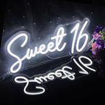 Sweet 16 adult party decoration, white LED neon light, suitable for multiple occasions, controllable switch, light memory function, graduation gift