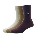 Peter England Mens Cotton Full Length Socks (Pack of 3) Cream, Khaki, Brown