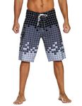 Nonwe Men's Sportwear Quick Dry Board Shorts with Lining, Black&gray, 34