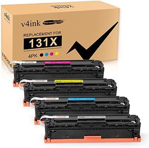 v4ink Remanufactured Toner Cartridge Replacement for HP CF210A CF210X 131X 131A Canon 131 for use with HP Laserjet Pro 200 Color M251nw, M251n, MFP M276nw, M276n, 4 Pack