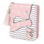 UTO Wallet for Girls Cute Cat Leather Vegan Small Women Card Holder Kawaii Coin Purse with Tassel CA