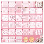 33 PCS Cookie Stencils Cakes Baking Stencils Leopard Checkered Buffalo Plaid Stencils Airbrush Dot Floral Leaf Templates for DIY Card Making Craft Wedding Birthday Party (33 PCS)