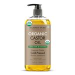 MAJESTIC PURE USDA Organic Castor Oil | Hexane Free & 100% Pure | Cold Pressed | Stimulate Growth for Hair, Eyelashes, Eyebrows, Nails | Moisturizing & Nourishing | Body, Hair & Carrier Oil | 236 ml