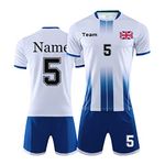 Personalised Football Shirt for Men Women Football Kits for Boys with Name Team Number Logo (White)