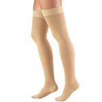 Truform 20-30mmHg of Compression Thigh High Closed-Toe Hose with Silicone Stay-Up Top, Beige, Large