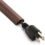 7ft Cord Cover Floor for Extension Cords, Floor Cable Cover Wire Cover to Protect Cables & Prevent Tripping, PVC Cord Hider Floor Cord Protector, Internal Channel Diameter: 0.39", Brown