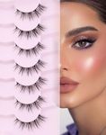 Onlyall Cat Eye Lashes Natural Look Soft Fluffy Eyelashes Short Lightweight False Lash Mink Manga Fake Fox Eyelash 7 Pairs D5