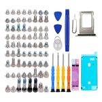 DARYCOM Repair Complete Screw Set 72 Pcs for iPhone 7 4.7 inches Tool Kit 4 Screwdrivers Location Map 3 Tools Openers 1 Suction Cup Stickers for Battery & Screen Sim-tray and Sim Opener - White