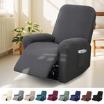 Bocguy Stretch Recliner Chair Cover, 4-Pieces Recliner Armchair Covers for Living Room Reclining Chair Slipcover with Side Pocket, High Spandex Slipcover/Lounge Cover, Slip Resistant