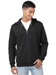 Jockey AM61 Men's Super Combed Cotton Rich Pique Fabric Ribbed Cuff Hoodie Jacket_Black_M