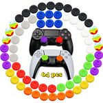 64pcs Joystick Grip for Ps5 Ps4 Controller, Silicone Thumb Grips Caps Cover Analog Stick for Playstation 5, Playstation 4 Controller, Xbox 360, Xbox One Controller (F 64pcs)