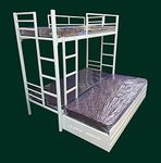 s k grill art Wrought Iron Bunk Bed with Storage Box Without Mattress for Adults Metal Frame (White Powder Coated, 2.5 x 6 Feet)