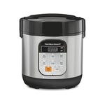 Hamilton Beach Digital Programmable Rice Cooker & Food Steamer, with Slow Hard-Boiled Egg Functions, Egg/Steam Tray, Small & Compact, 6 Cups Cooked (3 Uncooked), Stainless Steel (37524MN)