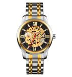 SKMEI Men's Automatic Mechanical Watch, 30M Water-Resistant, Zinc Alloy Case, Stainless Steel Band, Glass Crystal, 41mm Case Width, Self-Wind Movement 9222 (9222, Gold Silver Black)