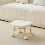 Acrylic Rolling Mini Sofa Chair with BackRest | 360° Rotating SEAT | 4 -Smooth Wheels |Study, Makeup Stool, PU Leather Surface, Double Bottom Frame |Versatile Desk Chair for Adults & Children (Multi)
