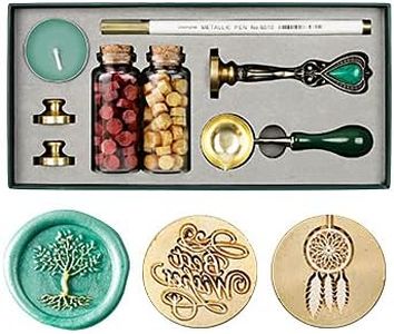Roseflower Kit completo de cera de sellado, Kit de Sellado Retro con Caja de Regalo Sello Perlas de Cera para Sellar para Sellos, Cartas, Invitaciones de Boda, Tarjetas de Regalo, Caja de Regalo#