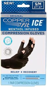 Copper Fit ICE Compression Gloves Infused with Menthol, Black, Small/Medium