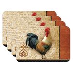 CounterArt Signature Rooster 4 Pack Reversible Easy Care Flexible Plastic Placemats Made in The USA BPA Free Easily Wipes Clean