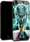 iPhone 6S Case,iPhone 6 Cases Tempered Glass Back Shell Cool Pattern Designed with Soft TPU Bumper Case Fashion for Boys Men Apple iPhone 6/6S Cases -Wolf King