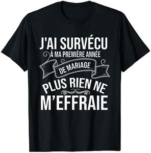 1 An De Mariage Humour Cadeau Première Anniversaire Mari T-Shirt