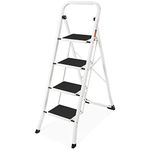 4 Step Ladder, SPIEEK Folding Step Stool with Wide Anti-Slip Pedal, 330lbs Capacity Portable Lightweight Ladders for Home Kitchen Outdoor, White