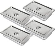 VEVOR 4 Pack Hotel Pan 4" Deep Steam Table Pan Full Size with Lid 20.8" L x 12.8" W Hotel Pan 22 Gauge Stainless Steel Anti Jam Steam Table Pan