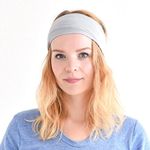 CHARM Sports Headband Elastic Turban Hairband Mens Womens Hair Band Yoga Headband Light Grey