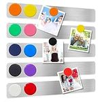 Magnetic Stainless Iron Bulletin Board Strips, 5PCS Frameless Metal Bulletin Strip with Adhesive Backing Magnetic Memo Board Bar with 10PCS Magnet Button for Office Home School