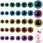 150 Pcs Glitter Large Safety Eyes for Amigurumi 12/16/20 mm Stuffed Animal Eyes Plastic Craft Crochet Eyes for DIY of Puppet, Bear Crafts, Toy Doll Making (Green, Purple, Blue, Champagne, Golden)