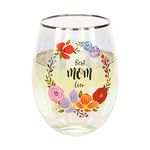 Pavilion - Best Mom Ever - 18 Oz Stemless Floral Wine Glass