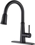 WOWOW Matte Black Kitchen Faucets with Pull Down Sprayer, Stainless Steel Kitchen Sink Faucet Kitchen Faucet for Sinks 1 or 3 Hole Kitchen Tap Modern 360 Swivel High Arc Single Hole RV Kitchen Faucet