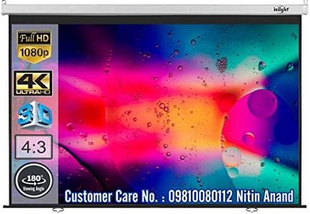 Inlight Universal 120 inches Diagonal 8X6 Feet in 4:3 Aspect Ratio Format No Autolock Manual Wall Type Projector Screen, Supports UHD-3D-4K Technology(White)
