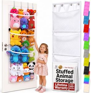 The Original Stuffed Animal Storage (Patented) - Over Door Organizer for Stuffies, Baby Ideas Holder, Toy Plush Storage/Hammock Hanging Storage Net Big Girls Toddler Large Bag Animals Stuffy Behind