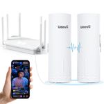 UeeVii CPE450 Wireless Bridge Outdoor & WiFi 6 Router Kit, 5.8G 3KM Point to Point WiFi Bridge with Mounts, Network Extension for Camera/Outbuilding/Shop/Barn/Garage, Plug & Play, Weatherproof, PoE