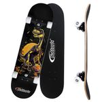 Nattork 31 Inch Complete Skateboard with PU Wheels, Wood 9 Layer Canadian Maple Trick Board for Boys Girls Youth Teens Gift for Beginners Dinosaur