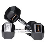 Kore Rubber Coated Professional 12.5 Kg (Set of Two) Hexa Fixed Dumbbells Home Gym Exercise Equipment for Men & Women, Black