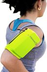 E Tronic Edge Phone Holder for Running, Cell Phone Arm Bands with Reflective Logo, Phone Strap Armband Fits iPhone and Android, Use for Running, Walking, Hiking and Biking, Neon, Small