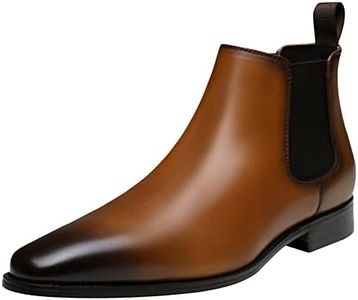 Jousen Chelsea Boots Men Polished Leather Dress Boots Stylish Classic Retro Slip On Boots for Men Brown(AMY8156A Brown 11.5)