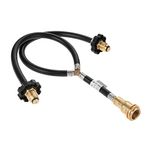 Y-Splitter Dual Propane Tank Converter Hose Adapter, Two Way POL Inlet and POL/QCC1 Regulator Exit Connect to 5-100lbs Propane Tank for Heaters, Grills, Fire Pit, Fire Pit, Fireplaces