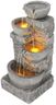 Teamson Home 33.25 in. Cascading Bowls and Stacked Stones LED Outdoor Water Fountain for Gardens, Landscaping, Patios, Balconies, and Lawns for a Calming Oasis in Outdoor Living Spaces, Stone Gray