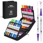 Ohuhu Brush Pen Set 100 Colours Dual Tip Brush Pens & Fine Tip Drawing Pens Water-Based Coloring Marker For Kids Adults Artist Calligraphy Sketching Bullet Journal With Carrying Case -Maui,Multicolour