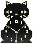 Topkey Luminous Non ticking Silent Wall Clock Animal Design Clock for Child, Battery Operated (Not Included) –Black Cute Cat