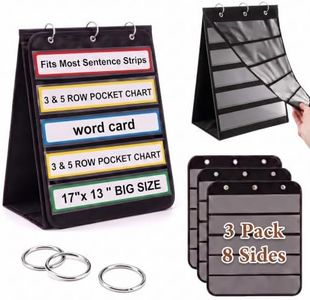 Tabletop Pocket Chart Stand -Updated Version 13x17 Inch 3 Page Flip 8 Sides