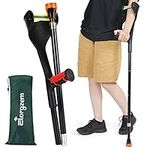 ELorgzem Forearm Crutches, 1Pcs Adjustable Crutches for Adults, Lightweight Crutches for Adults with Cuffs,Can Prevent Slipping, Suitable for Old People, Lame People, Red (Single)