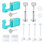 QWALIT Ear Piercing Gun Kit Earring Gun Piercing Kit Earring Gun Piercing Kit Piercing Gun Earrings Studs Ear Piercing Needle Kit with Earrings Silver