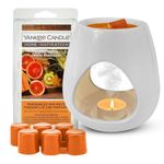 Yankee Candle Gift Set |1 Ceramic Wax Warmer|1 Unscented Tea Light Candle |6 Exotic Fruits Scented Wax Melts