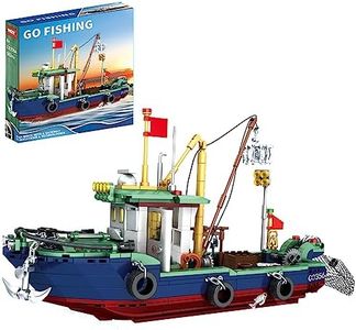 WVINVW Fishing Boat Building Blocks Sets, Compatible with Lego Pirate Ship Sea Fishing Building Blocks Toy Set Collection Decoration, Gifts for Boys and Girl Ages 6-12 Years Old and up, 582 Pcs