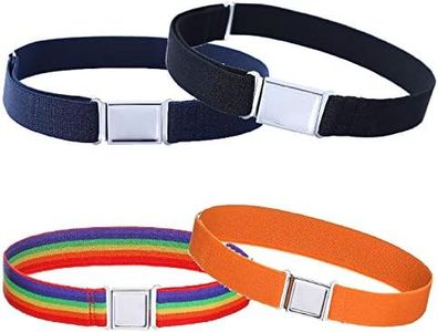 Kajeer 4PCS Kids Boys Adjustable Magnetic Belt - Elastic Belt with Easy Magnetic Buckle (BlackNavy blueRainbowOrange)